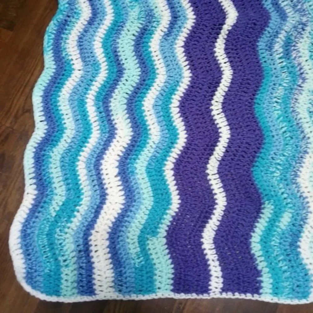 Hand Made Crochet Lapghan Afghan Wheelchair Essential Lap Blanket Baby Cerulean